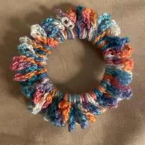 Multicoloured cotton wool hair scrunchie